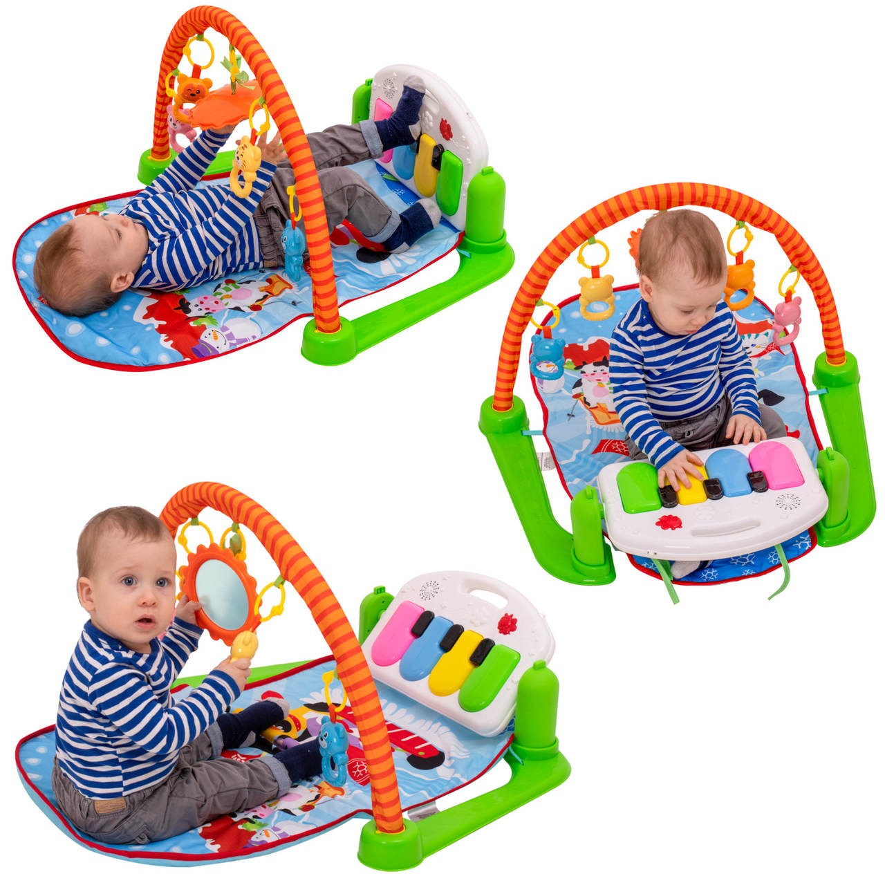 Educational children's mat 3in1 animals + piano