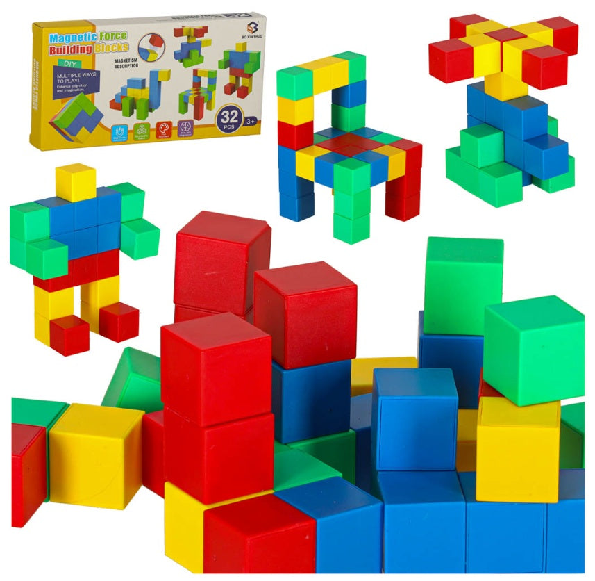 Educational cubic magnetic construction blocks 32 el.