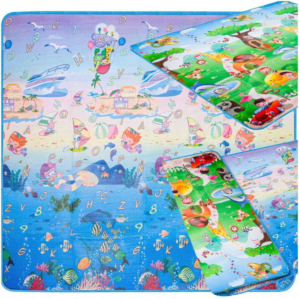 Educational double-sided foam mat marine world 190x170cm