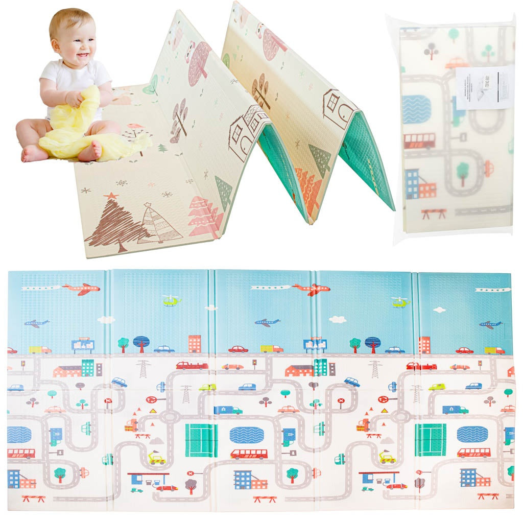 Educational folding foam mat double-sided street forest 150x190cm