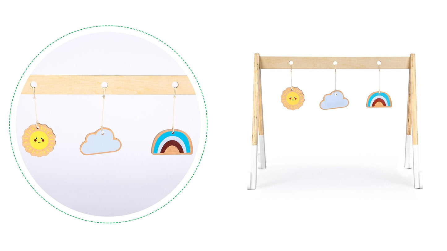 Educational gymnastic wooden stand + toys