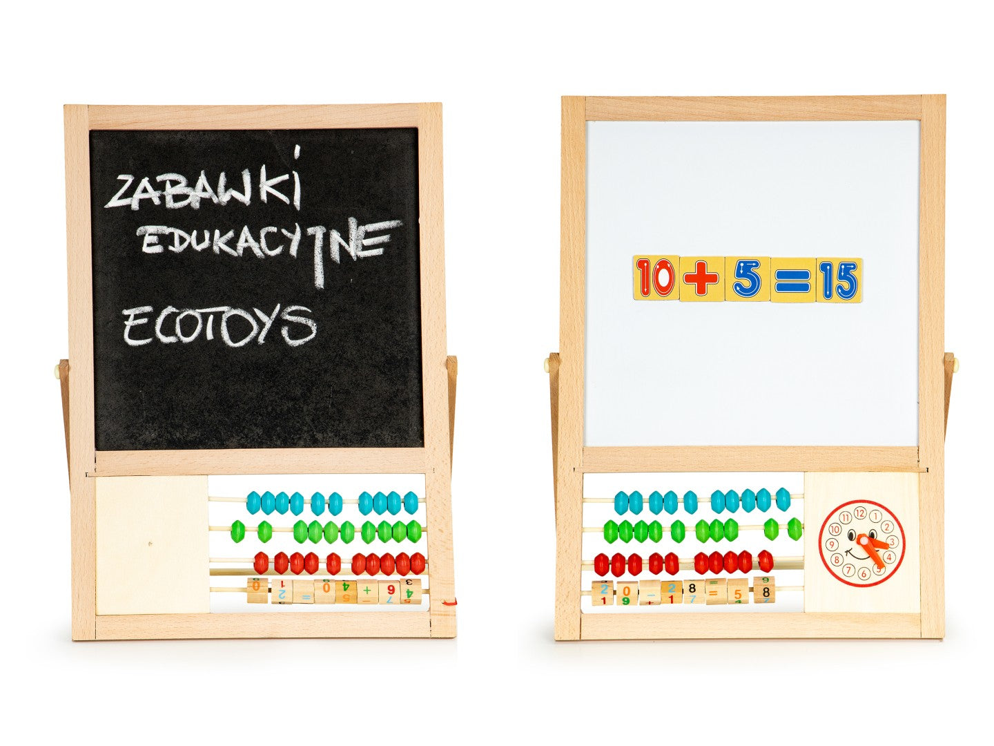 Educational magnetic board with numbers and abacus
