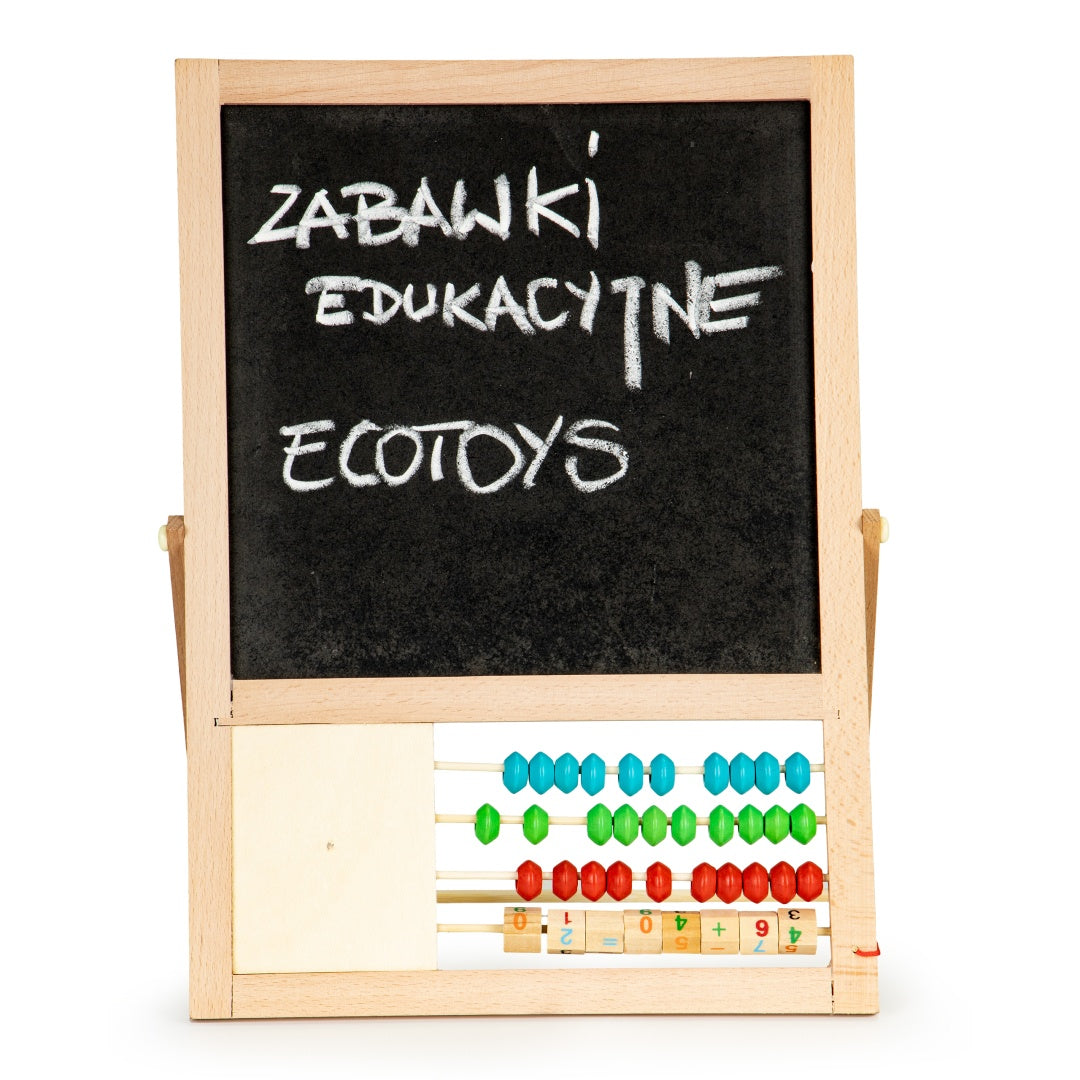 Educational magnetic board with numbers and abacus