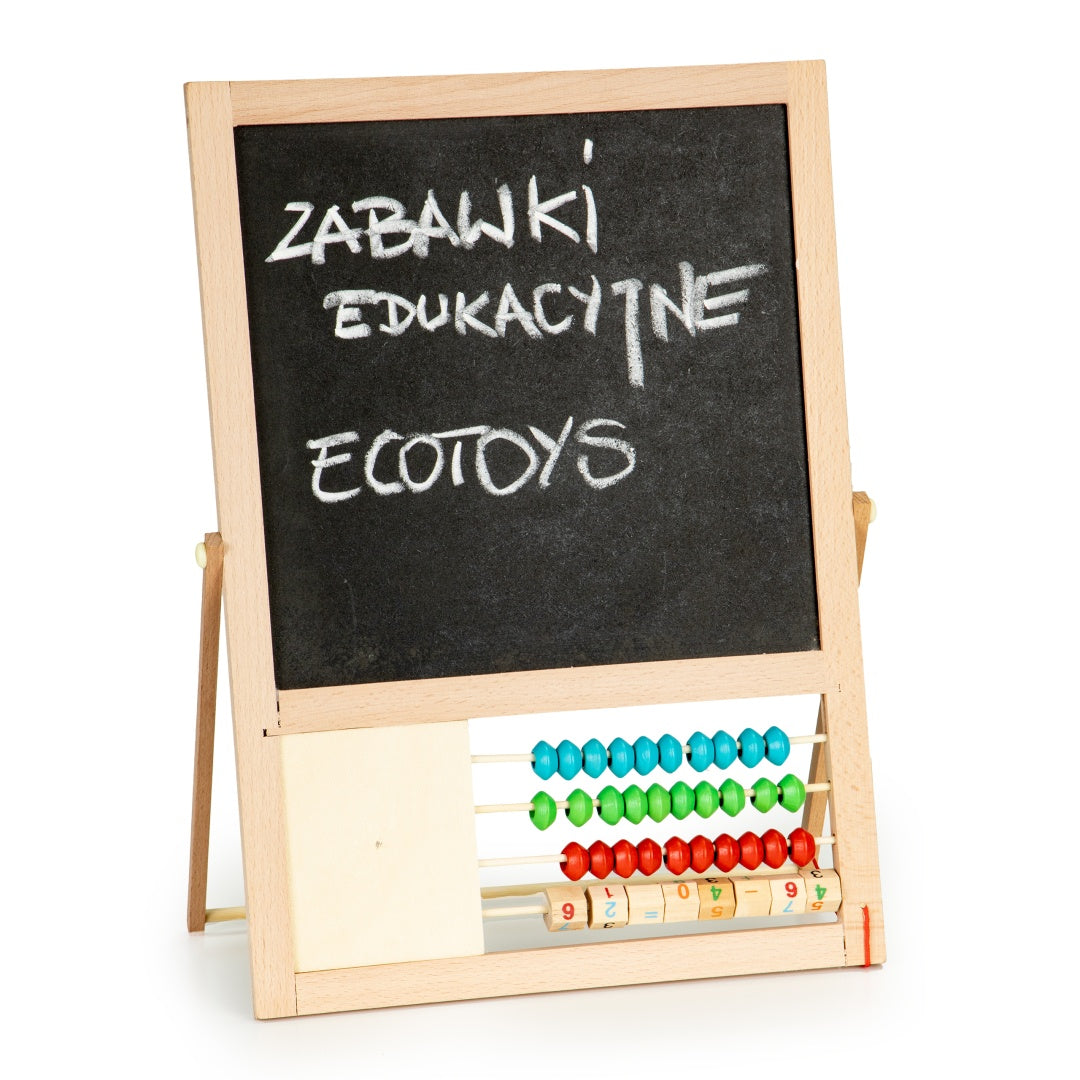 Educational magnetic board with numbers and abacus