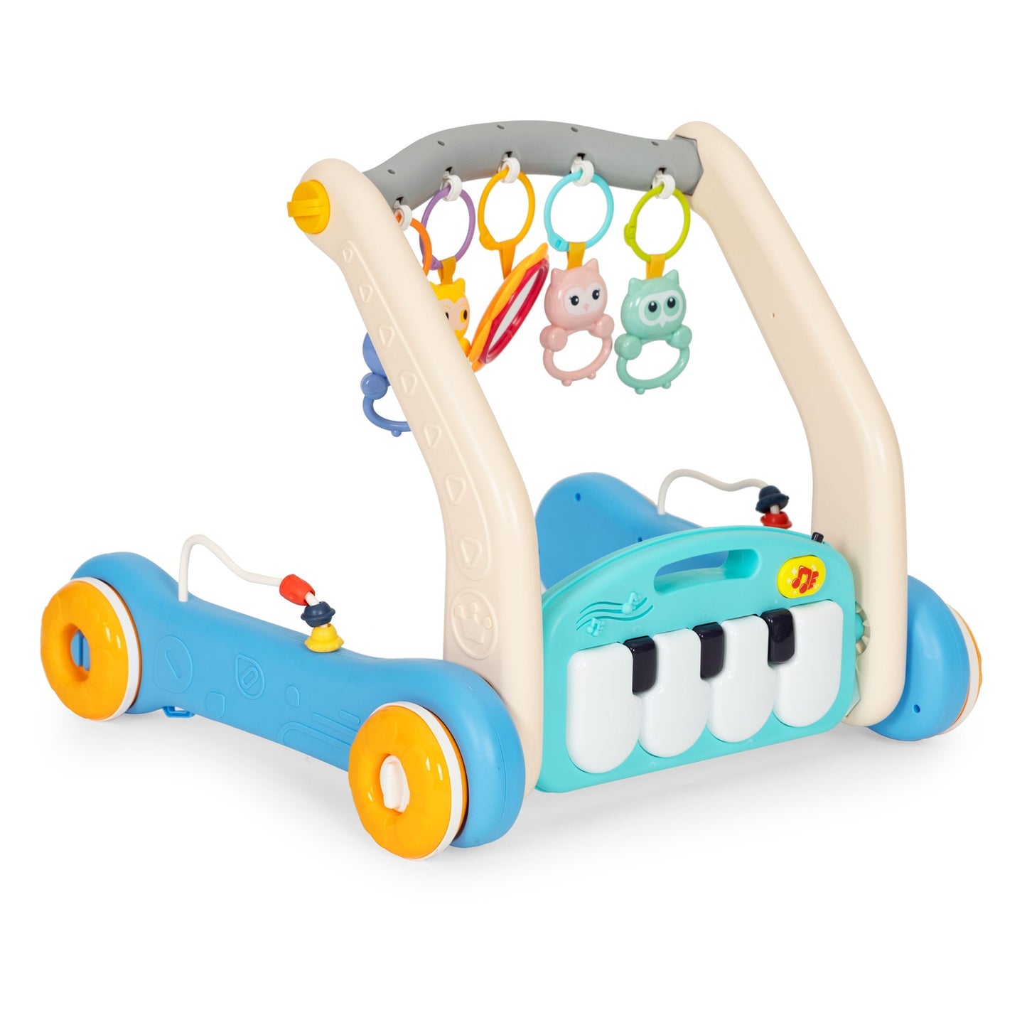 Educational mat 2in1 walker + interactive mat with piano for children 0+ blue