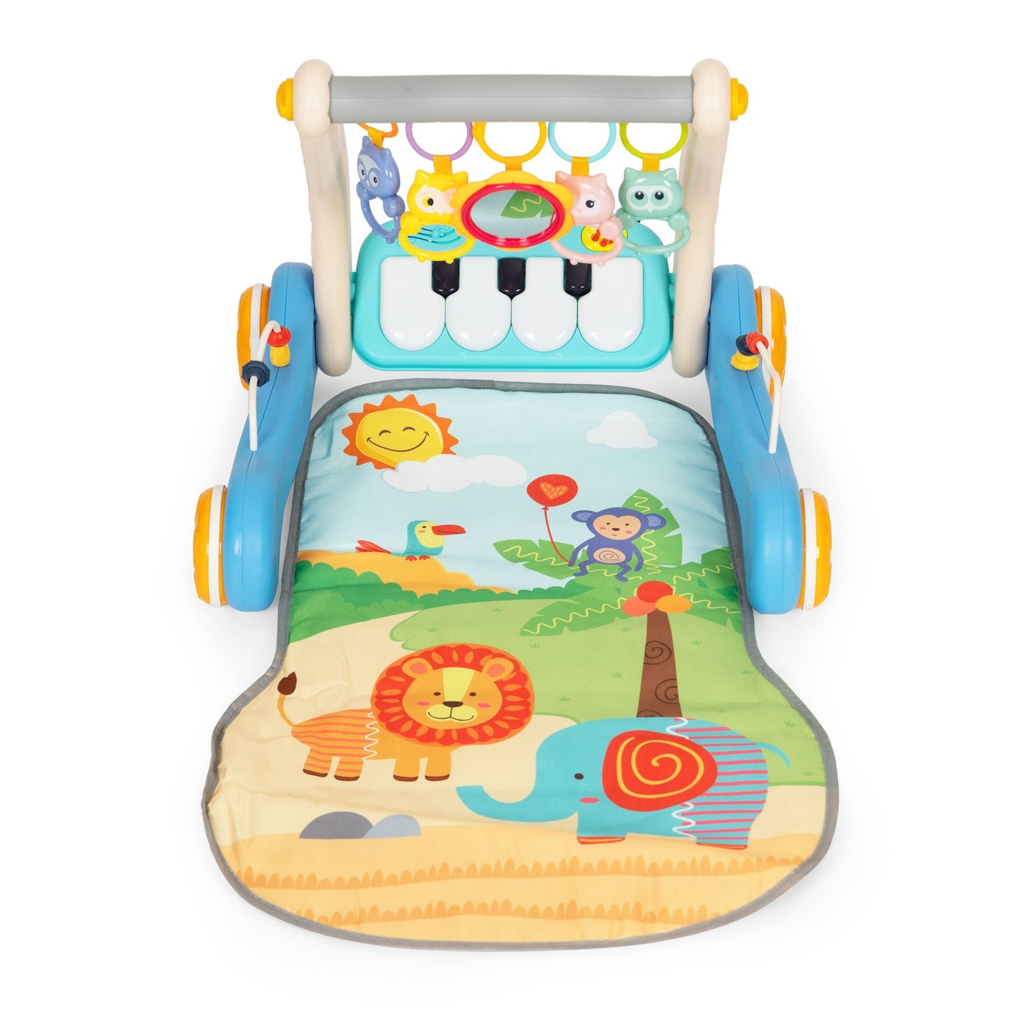 Educational mat 2in1 walker + interactive mat with piano for children 0+ blue