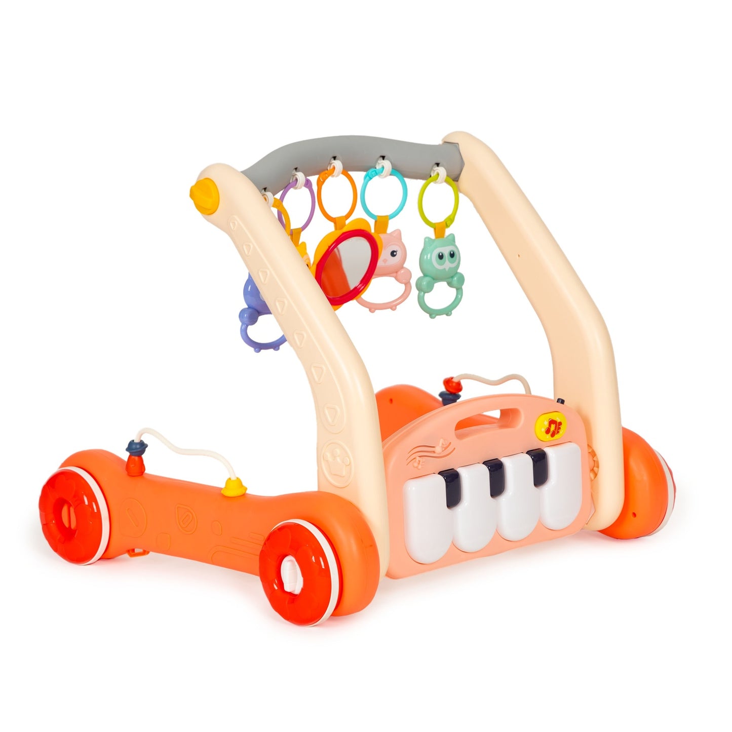 Educational mat 2in1 walker + interactive mat with piano for children 0+ red
