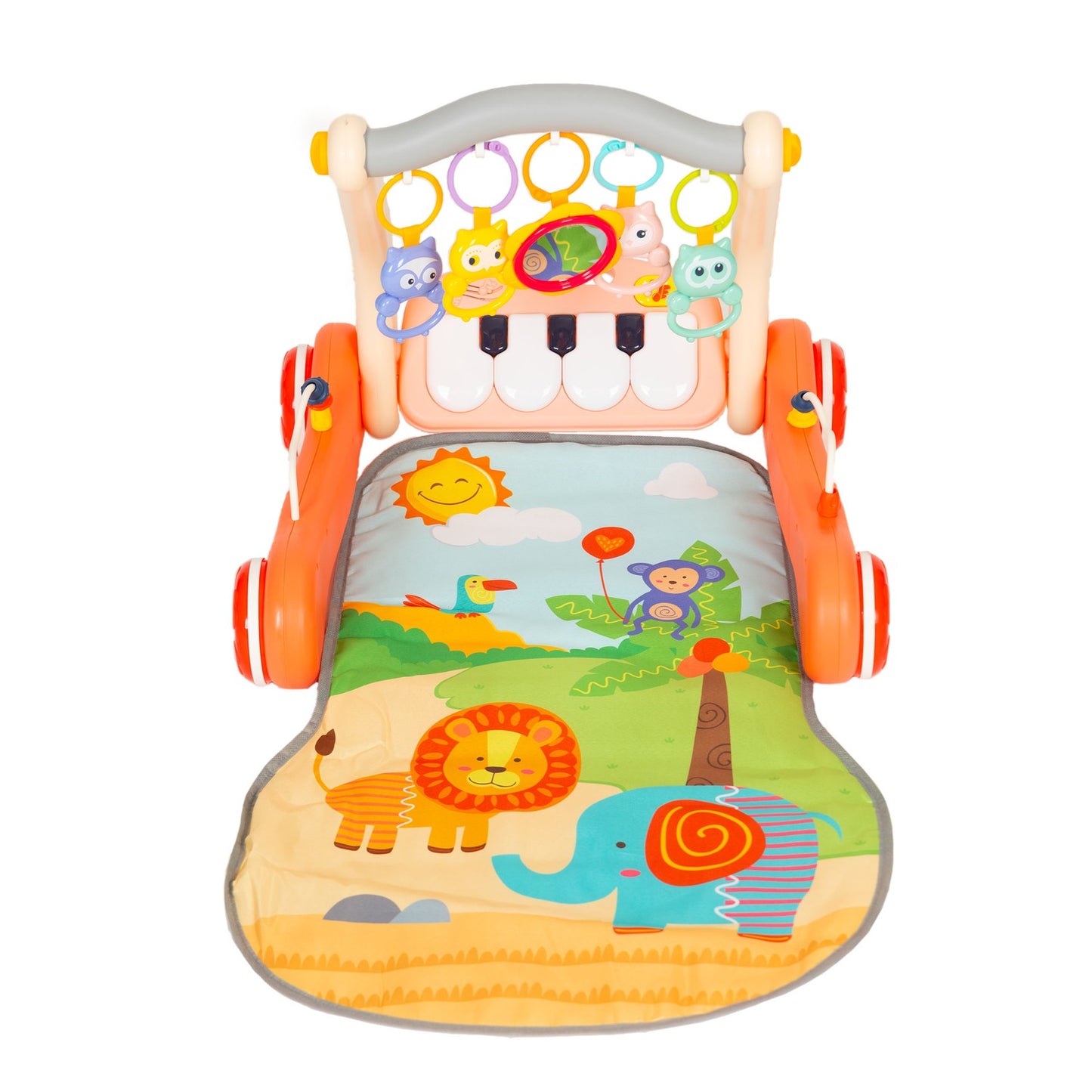 Educational mat 2in1 walker + interactive mat with piano for children 0+ red