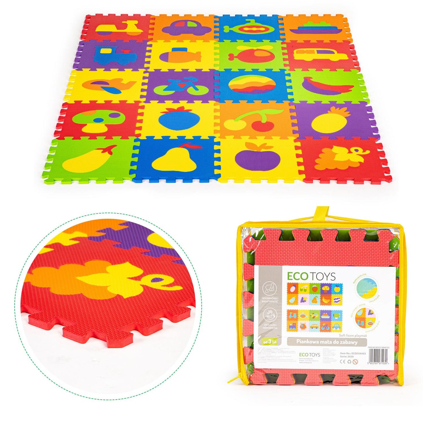 Educational mat EVA foam puzzle 20 elements 148x119cm