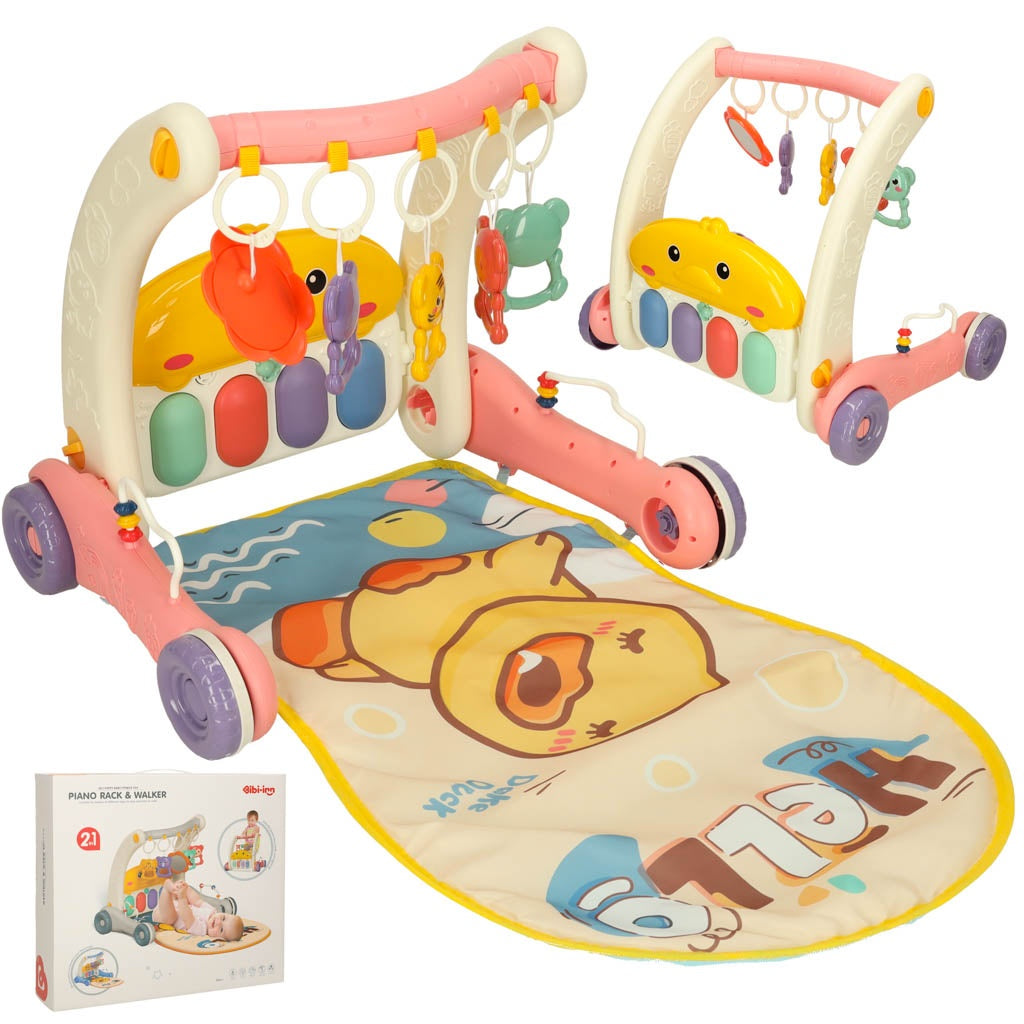 Educational mat for babies 2-in-1 duck with piano + pusher