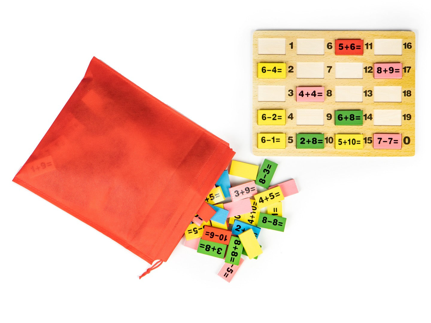 Educational mathematucal blocks with dominoes blackboard