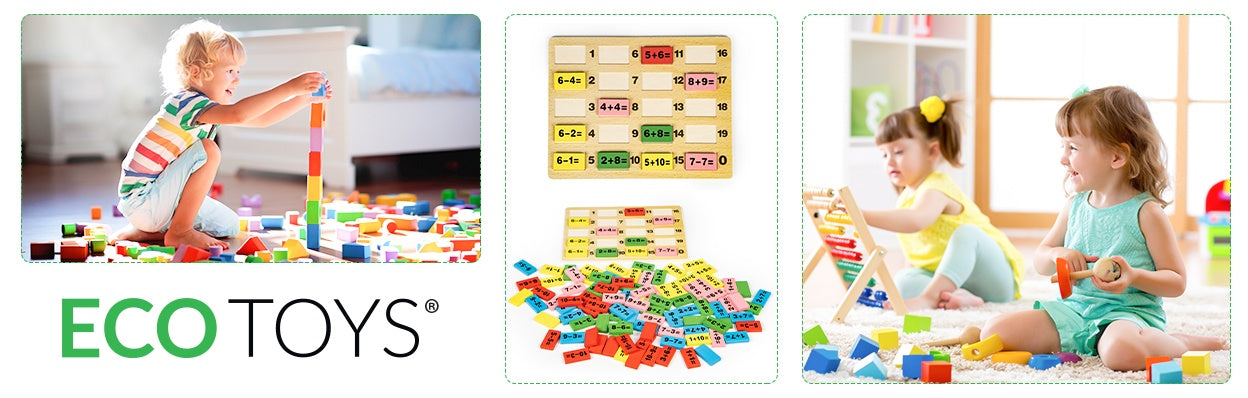 Educational mathematucal blocks with dominoes blackboard