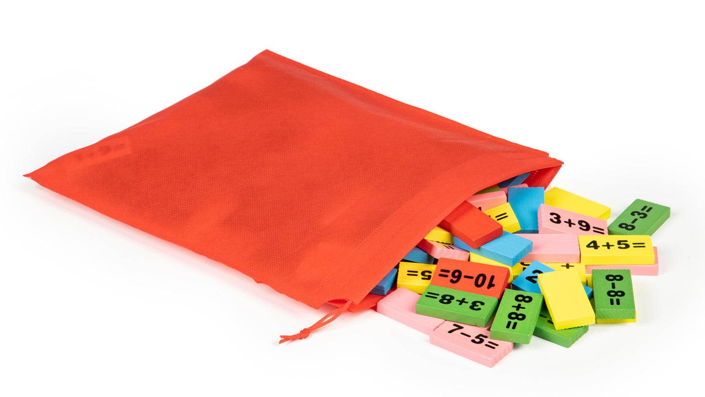 Educational mathematucal blocks with dominoes blackboard