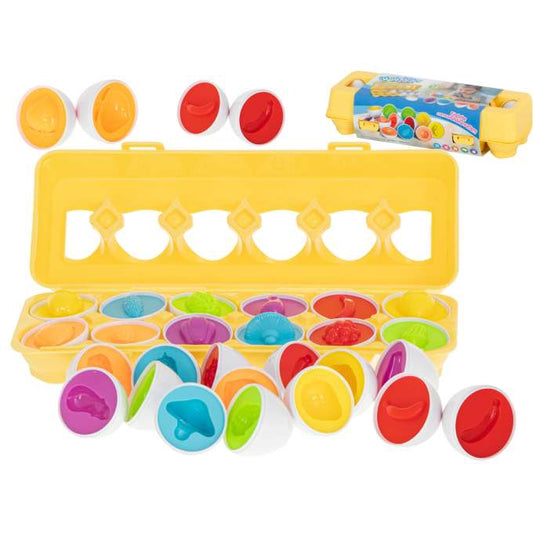 Educational sorter puzzle match shapes fruit eggs 12pcs