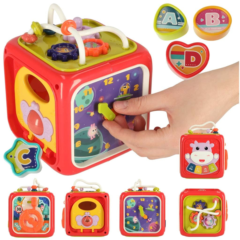 Educational toy interactive sensory manipulative cube block sorter