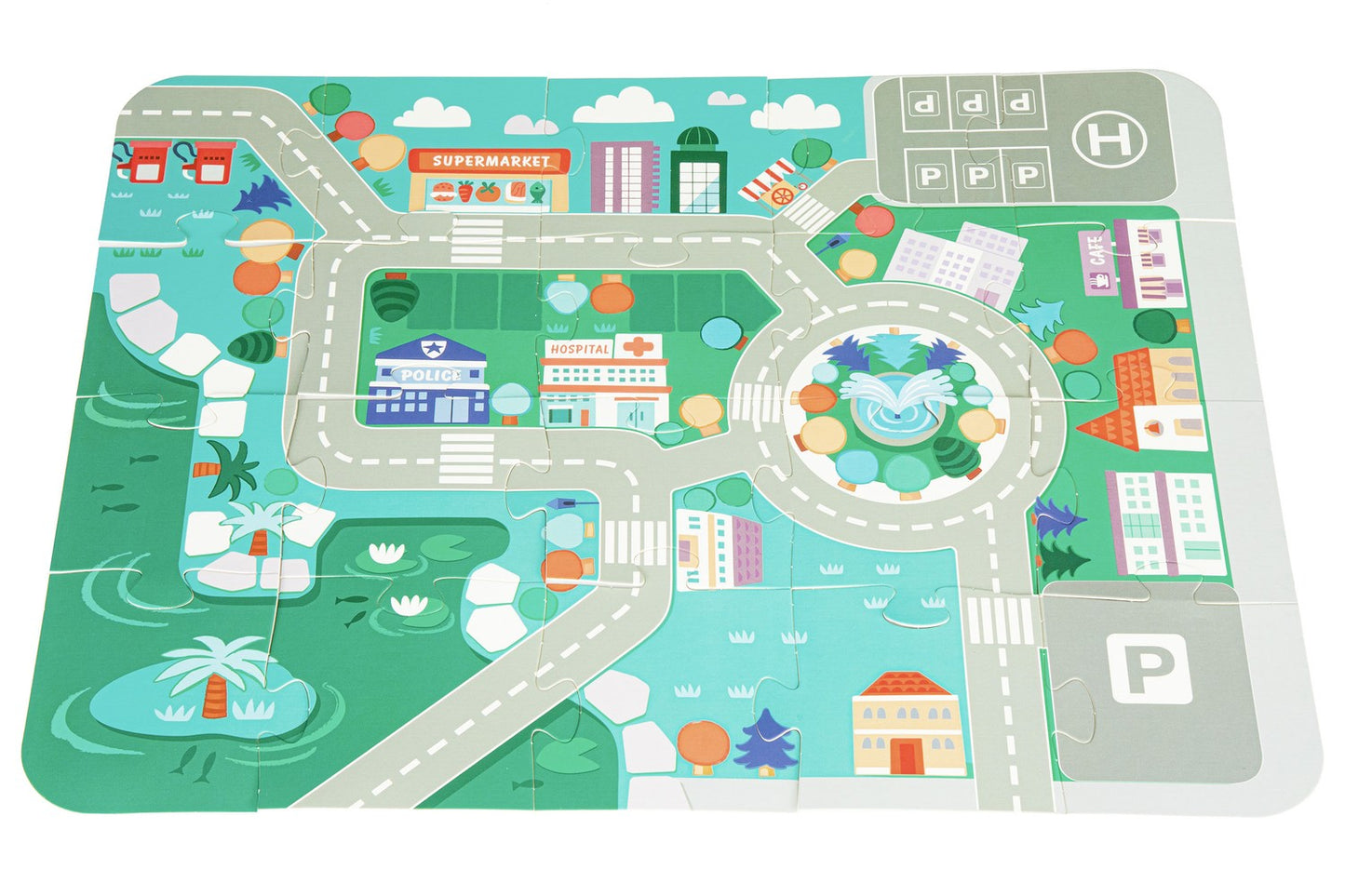 Educational wooden blocks city set mat 121 pcs