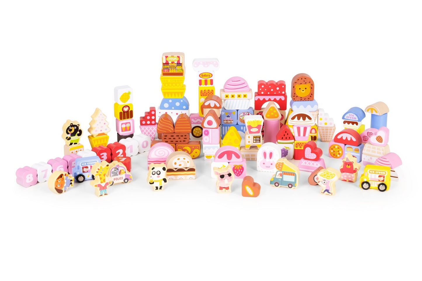Educational wooden blocks set - Candy city 116 pcs.