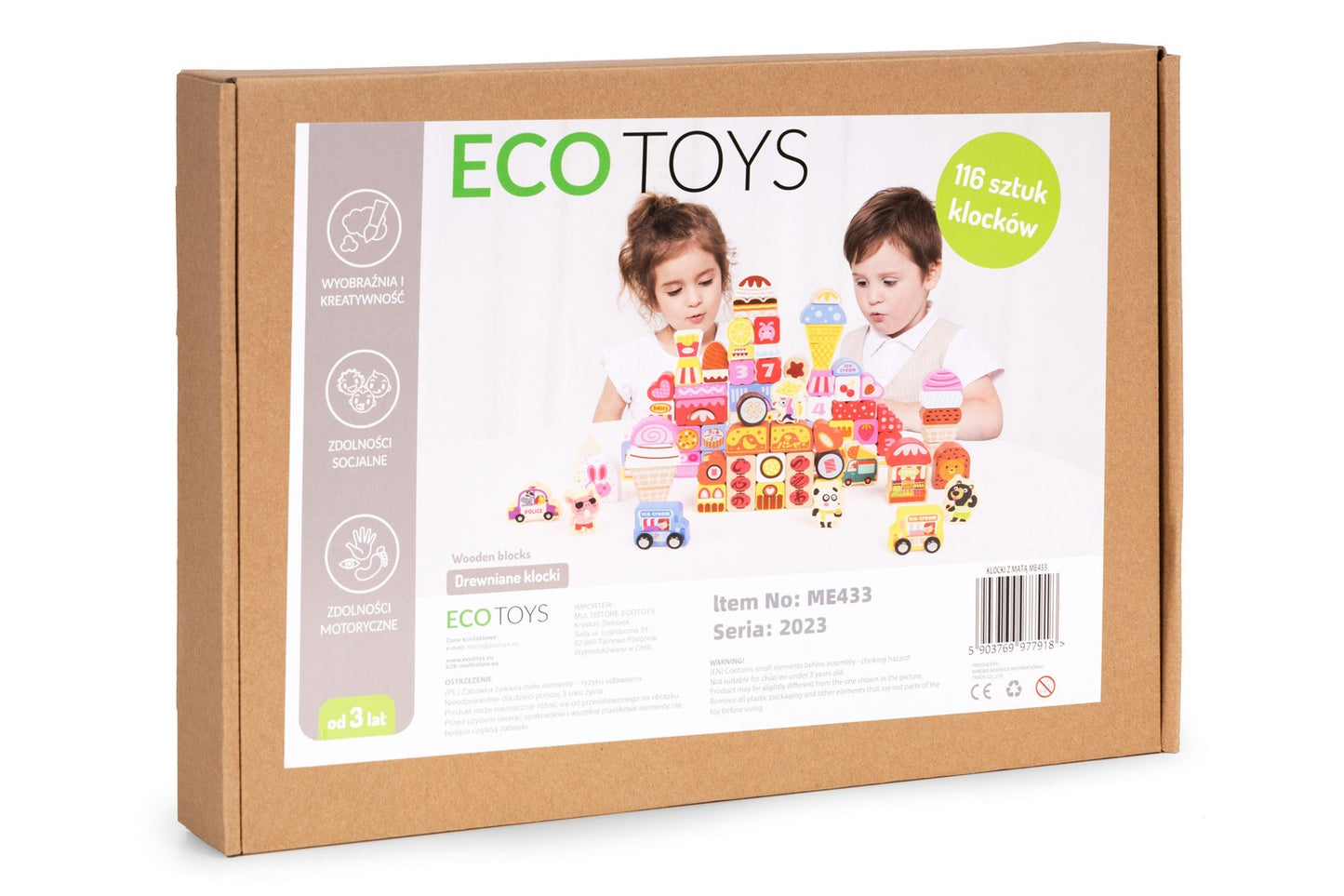 Educational wooden blocks set - Candy city 116 pcs.