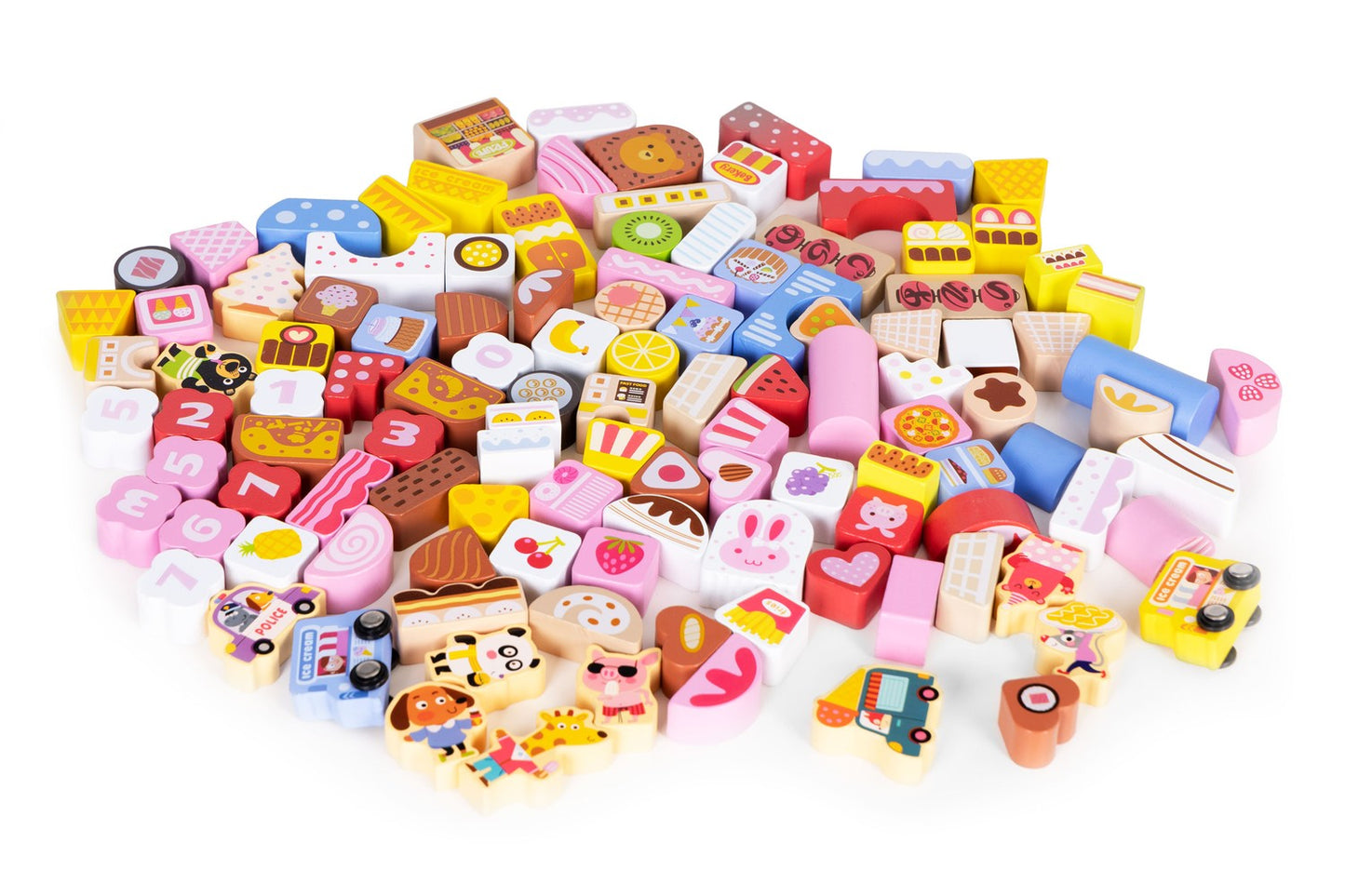 Educational wooden blocks set - Candy city 116 pcs.