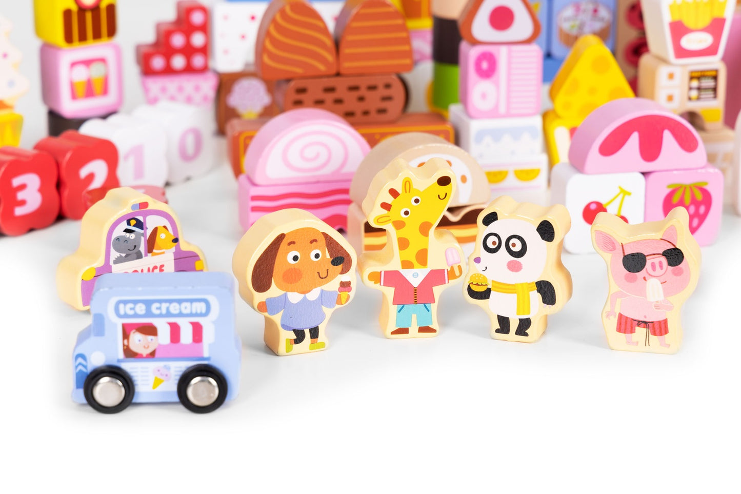 Educational wooden blocks set - Candy city 116 pcs.