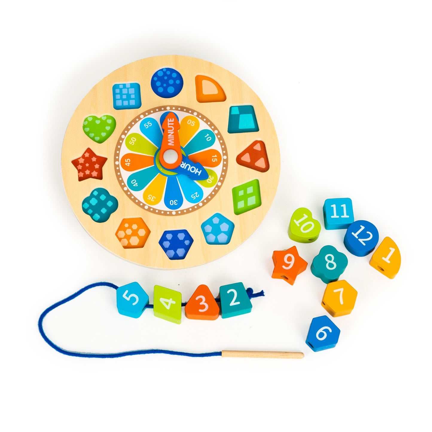 Educational wooden sorter clock 3in1 luminescent