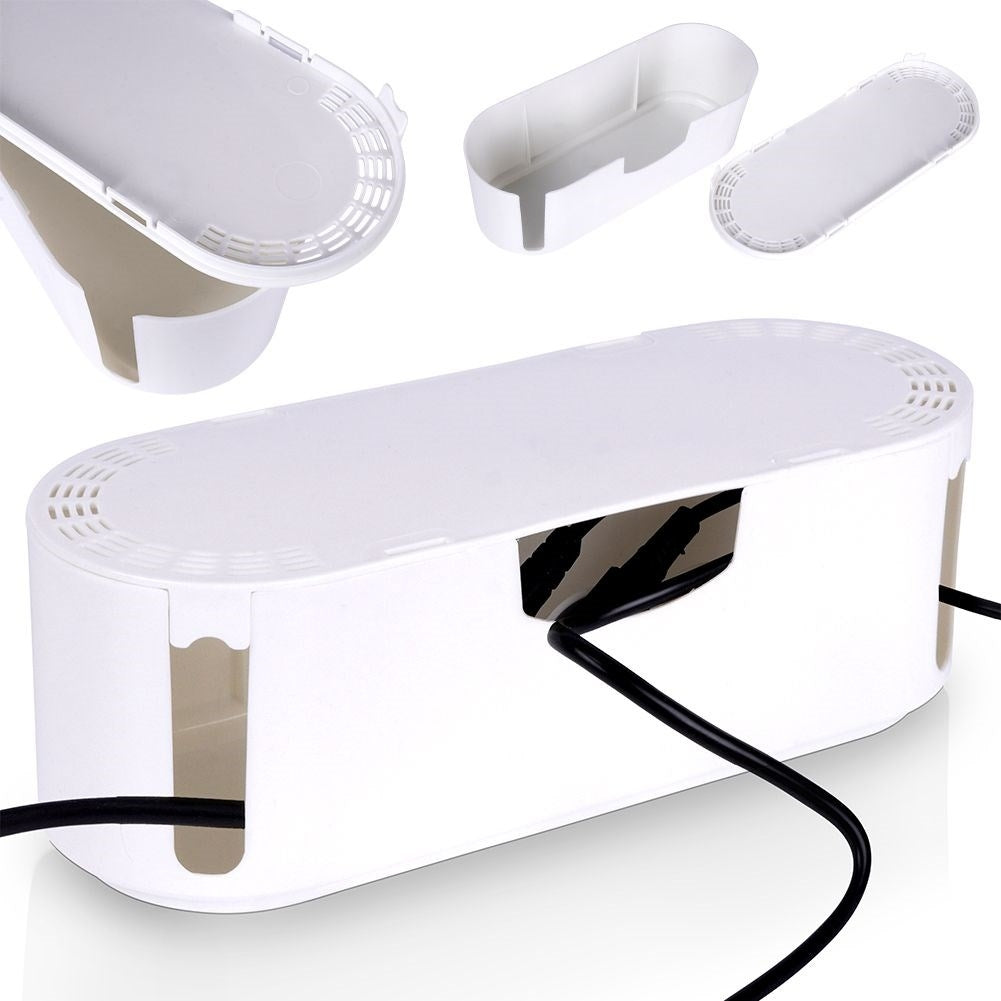 Effective cable holder in white plastic for tangle-free storage