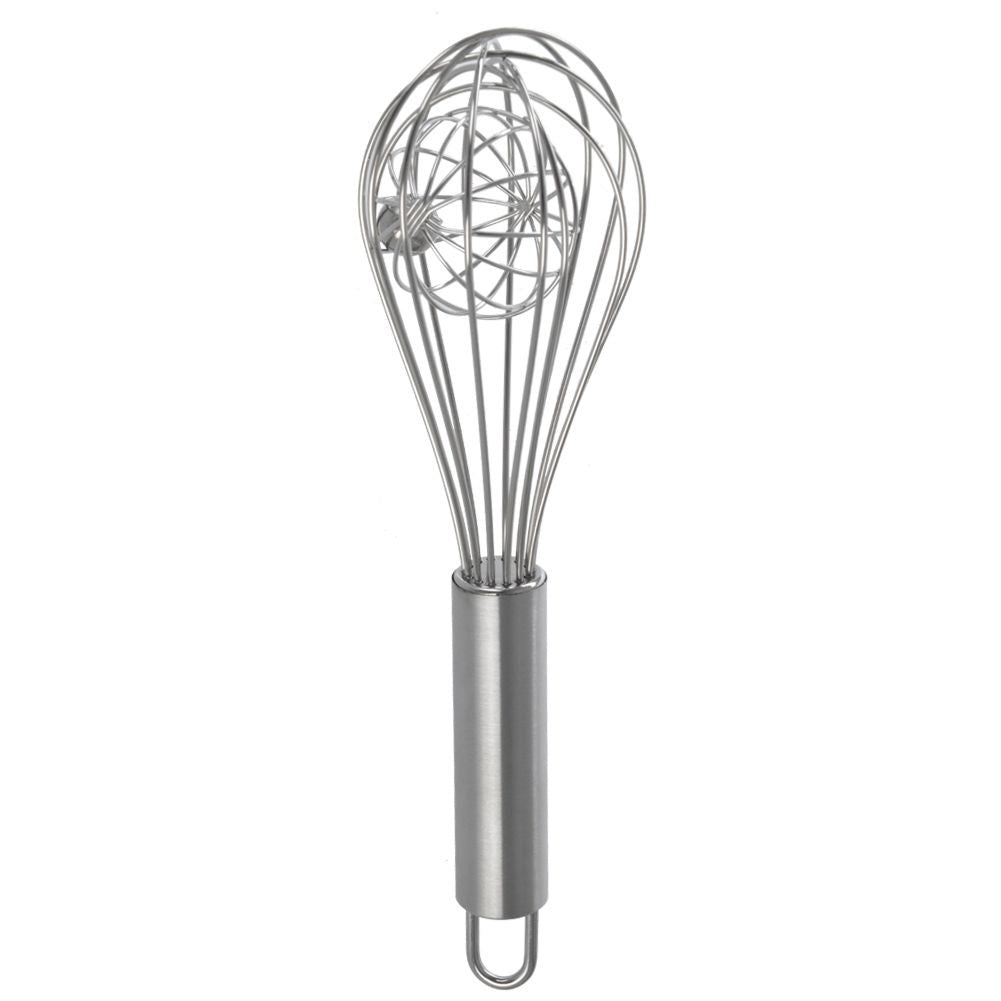 Effective hand whisk with extra ball in stainless steel