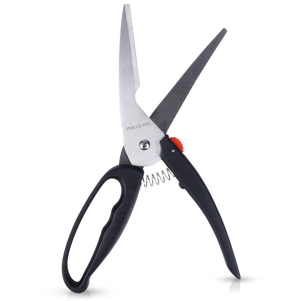 Effective kitchen shears for raw, oven-roasted and grilled poultry