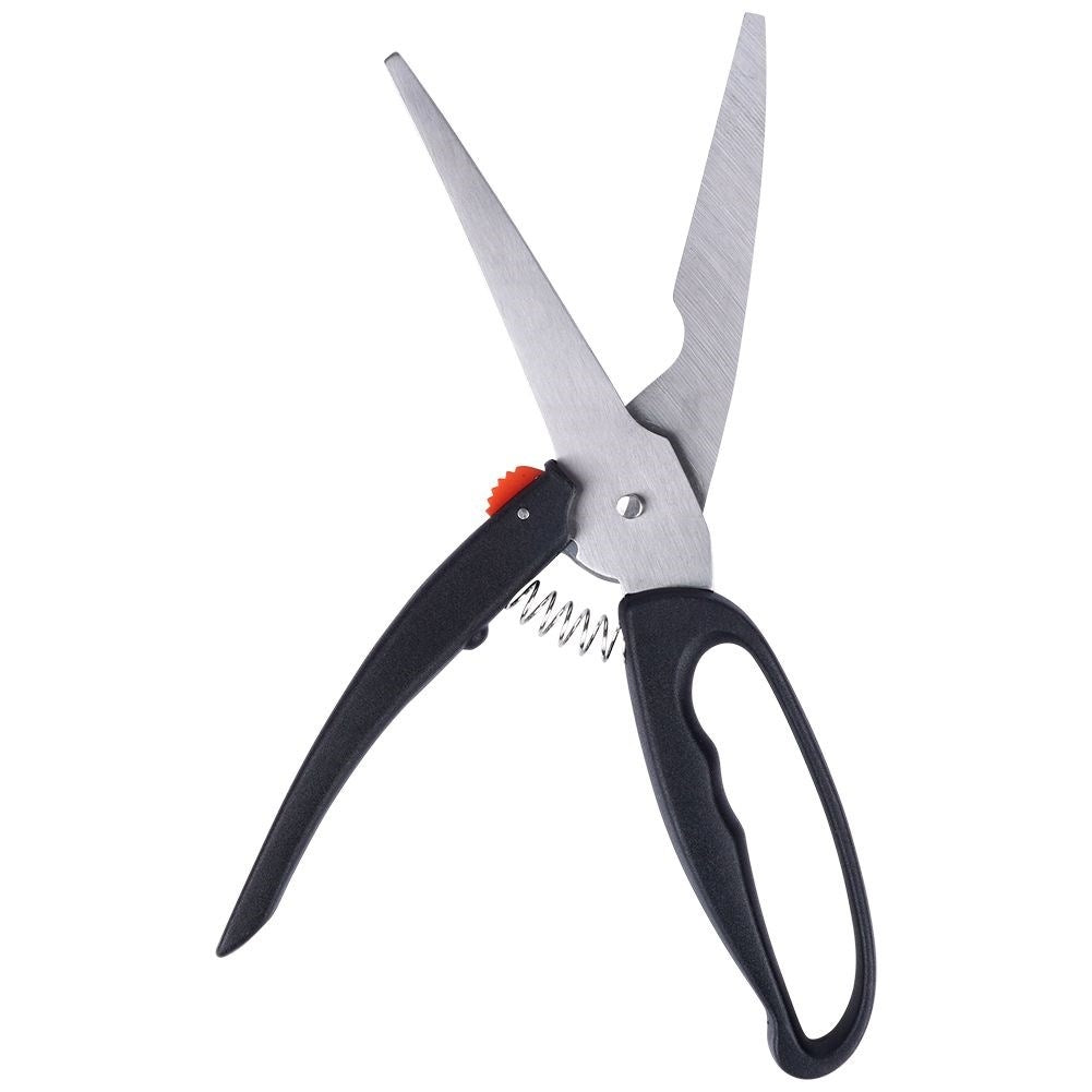 Effective kitchen shears for raw, oven-roasted and grilled poultry