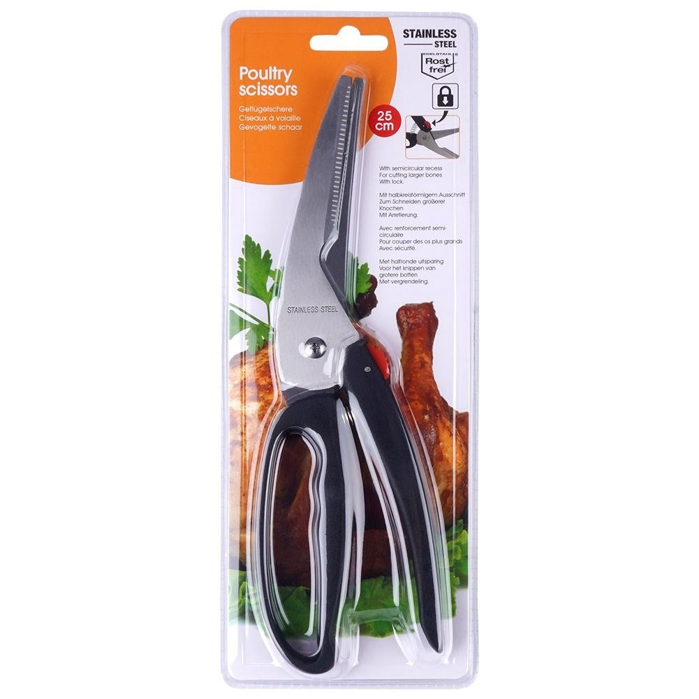 Effective kitchen shears for raw, oven-roasted and grilled poultry