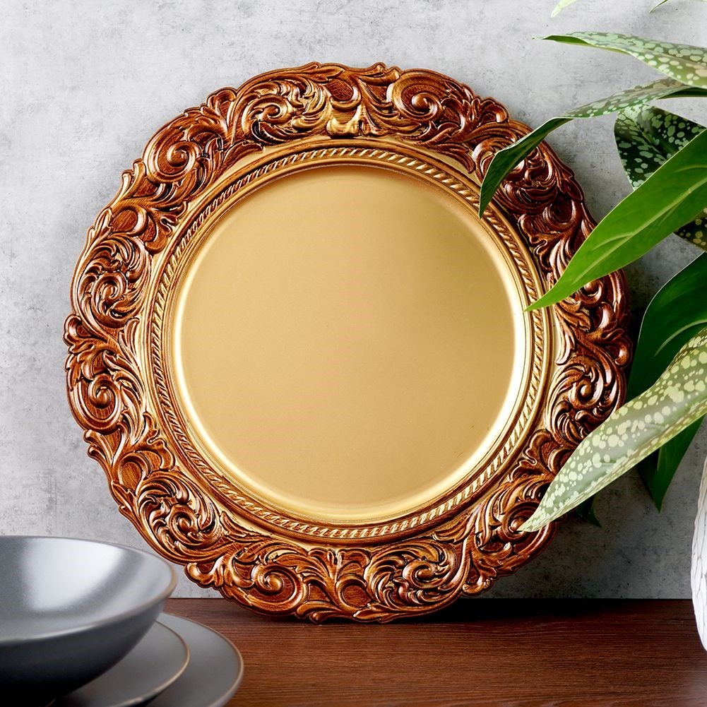 Effective place mat 36 cm in gold with copper gold