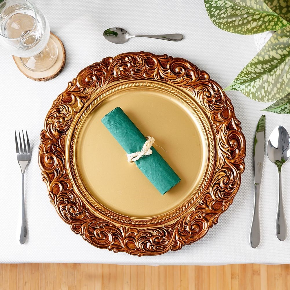 Effective place mat 36 cm in gold with copper gold