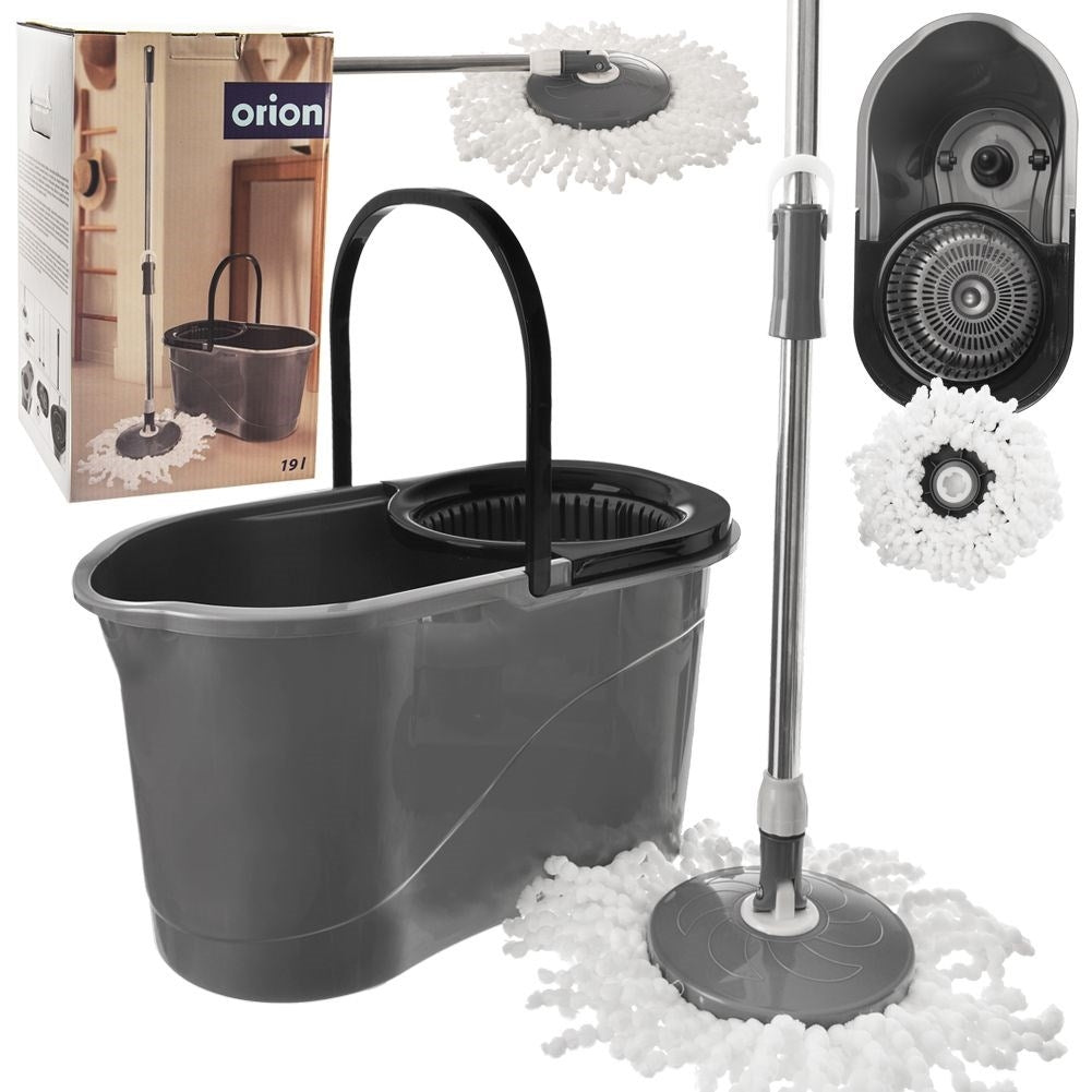Efficient rotating mop with 19 liter bucket for quick cleaning