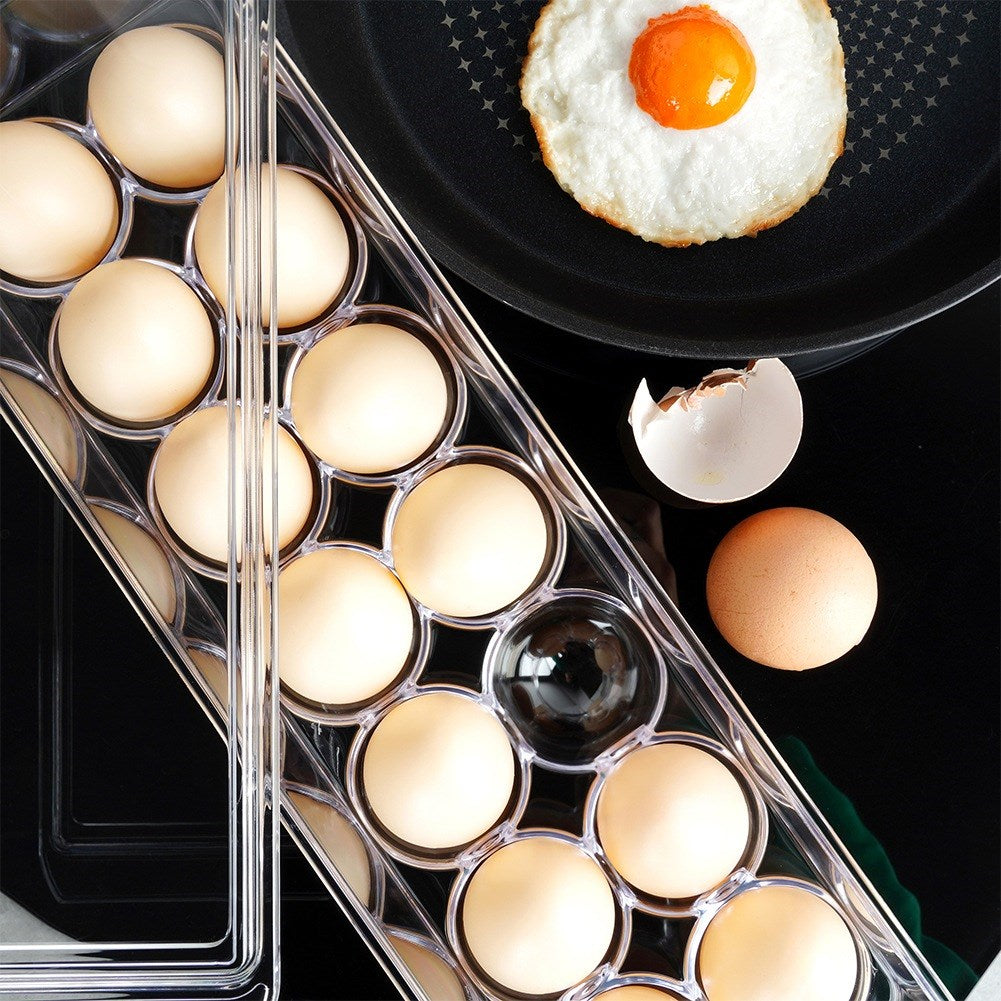 Egg container with lid for 14 eggs