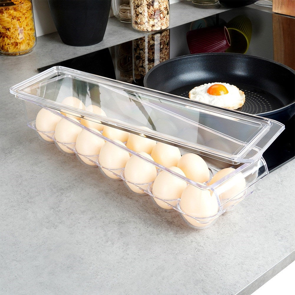 Egg container with lid for 14 eggs