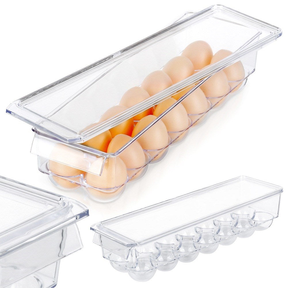 Egg container with lid for 14 eggs
