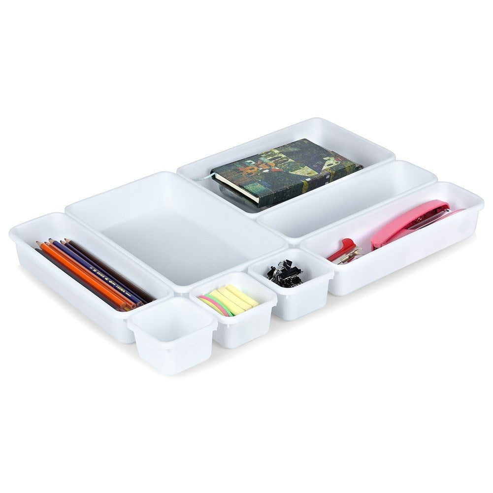 Eight drawer organizers in three sizes for office and makeup