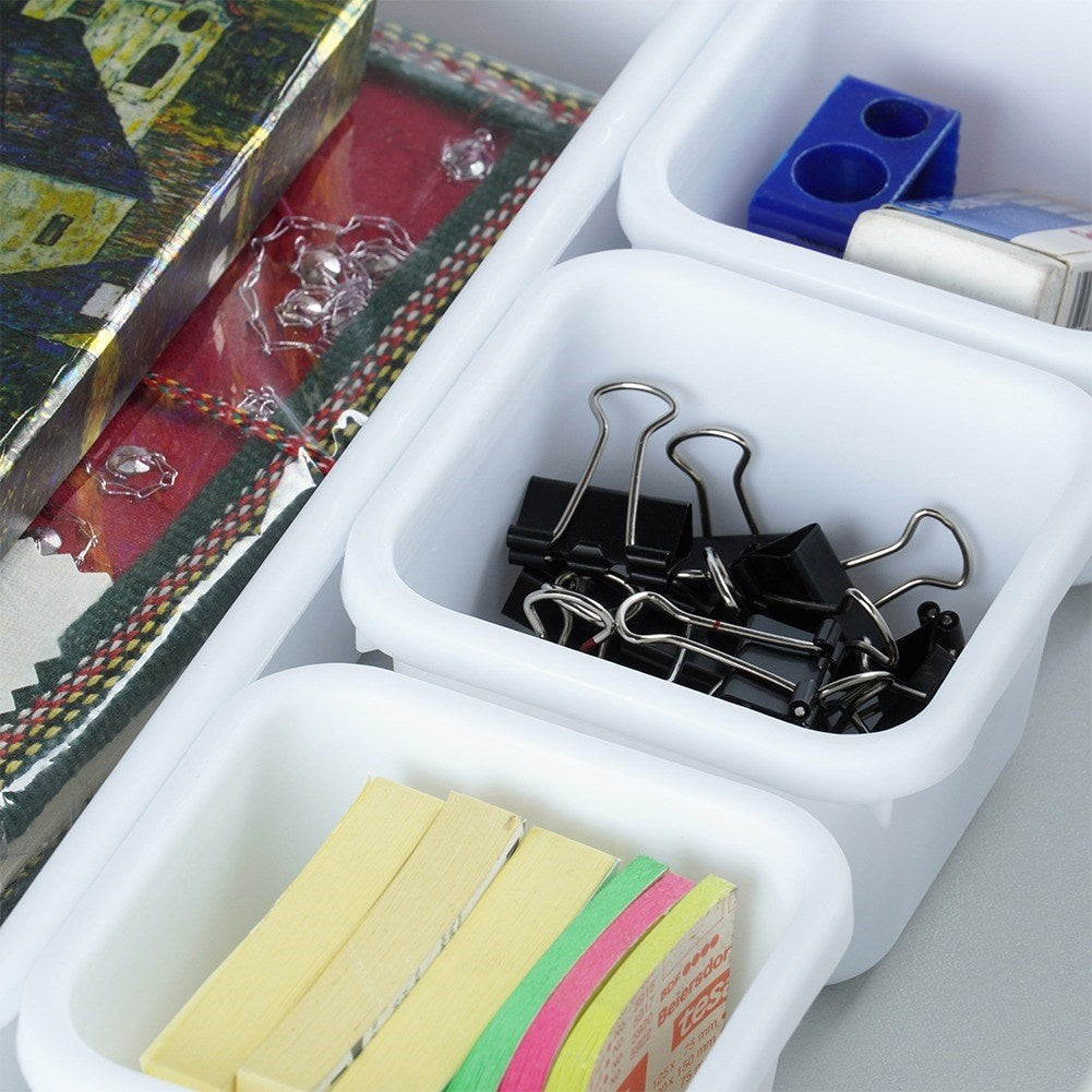 Eight drawer organizers in three sizes for office and makeup