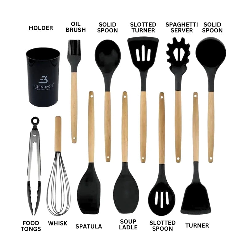 EisenbachA0022: 12-Piece Kitchen Utensils Set - Wood