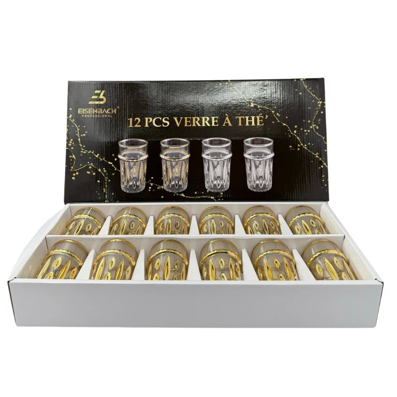 Eisenbach EB-GLS12G: 12 Pieces Tea Glasses with Gold Accent
