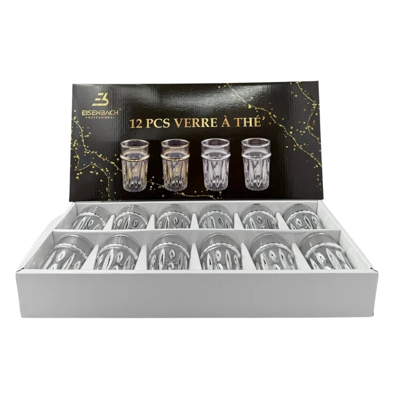 Eisenbach EB-GLS12S: 12-Pieces Tea Glasses with Silver Accent