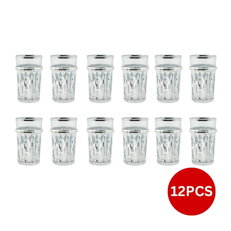 Eisenbach EB-GLS12S: 12-Pieces Tea Glasses with Silver Accent