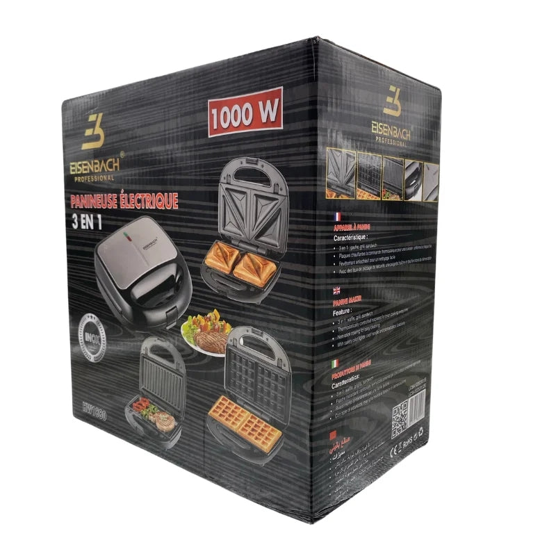 Eisenbach HW-1880: 3in1 Sandwich Press, Waffle, Grill Maker - 1000W