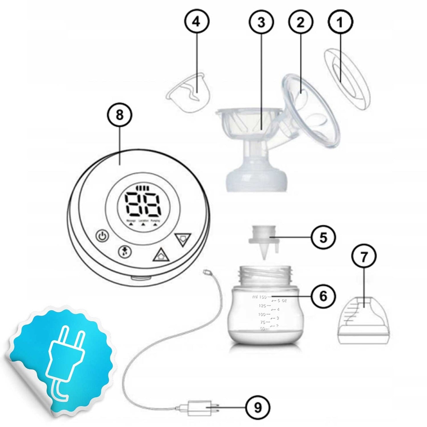 Electric Breast Pump in Two Phases Berdsen BL-901