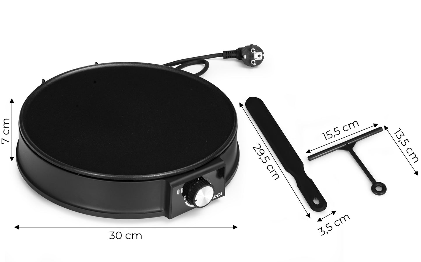 Electric Crepe Maker, Non-Stick, 1200W, 30cm Plate
