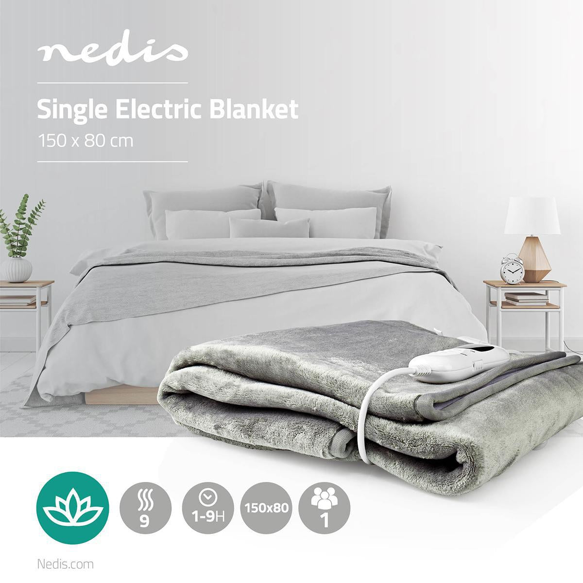Electric Felt | Felt | 1 Person | 150 x 80 cm | 9 Heat settings | Washable | Overheat Protection | Digital control | Fleece / Polyester