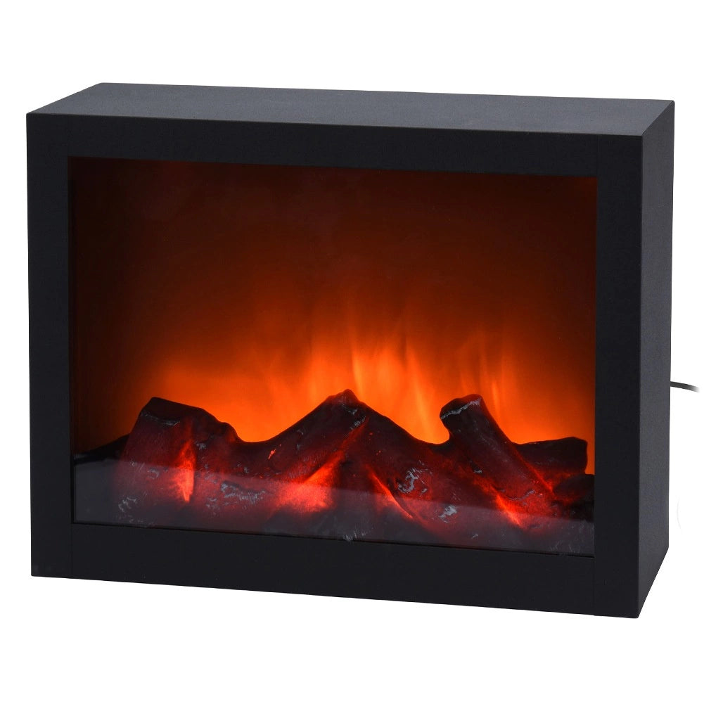 Electric Fireplace with LED Light, Black, 29x23 cm