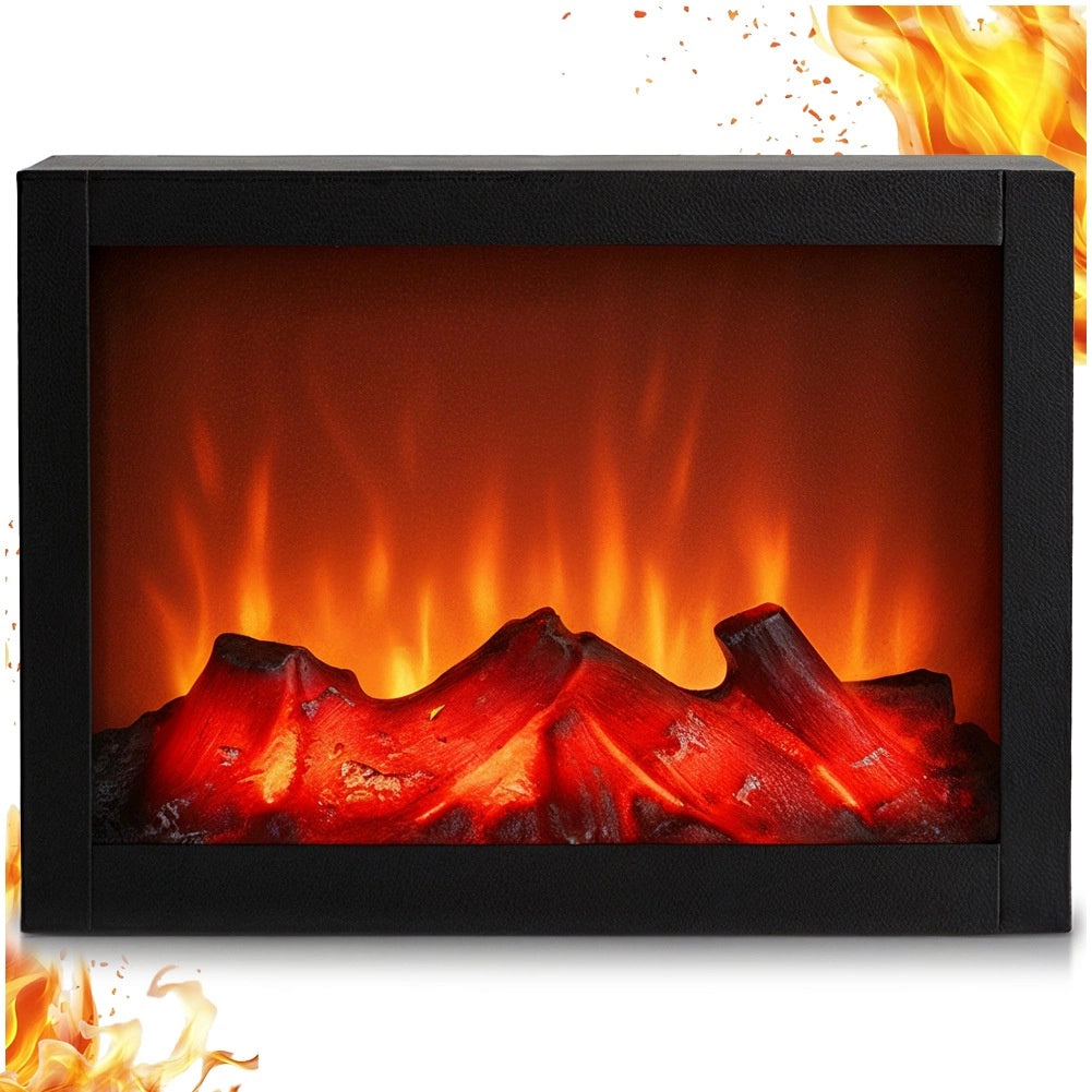 Electric Fireplace with LED Light, Black, 29x23 cm