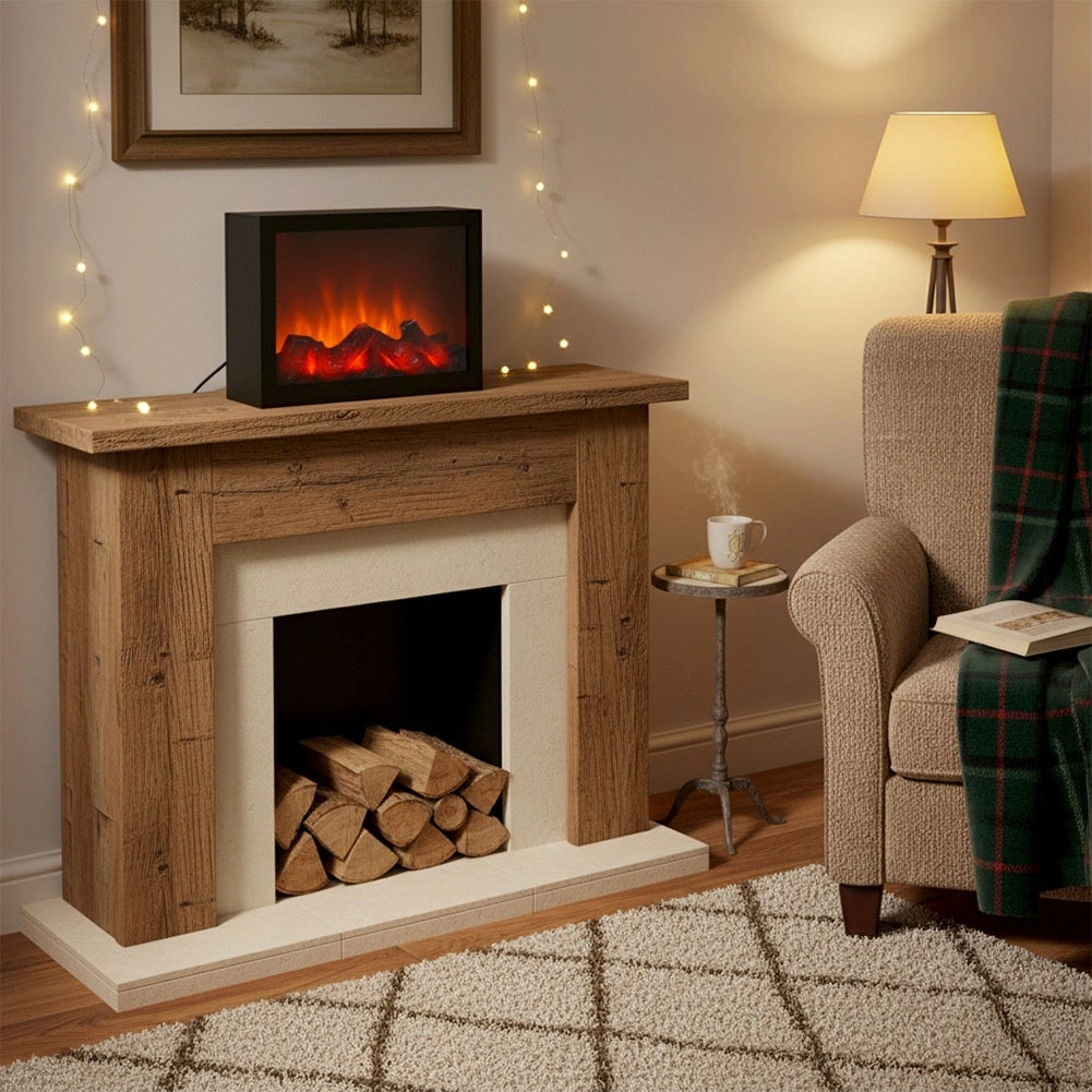 Electric Fireplace with LED Light, Black, 29x23 cm