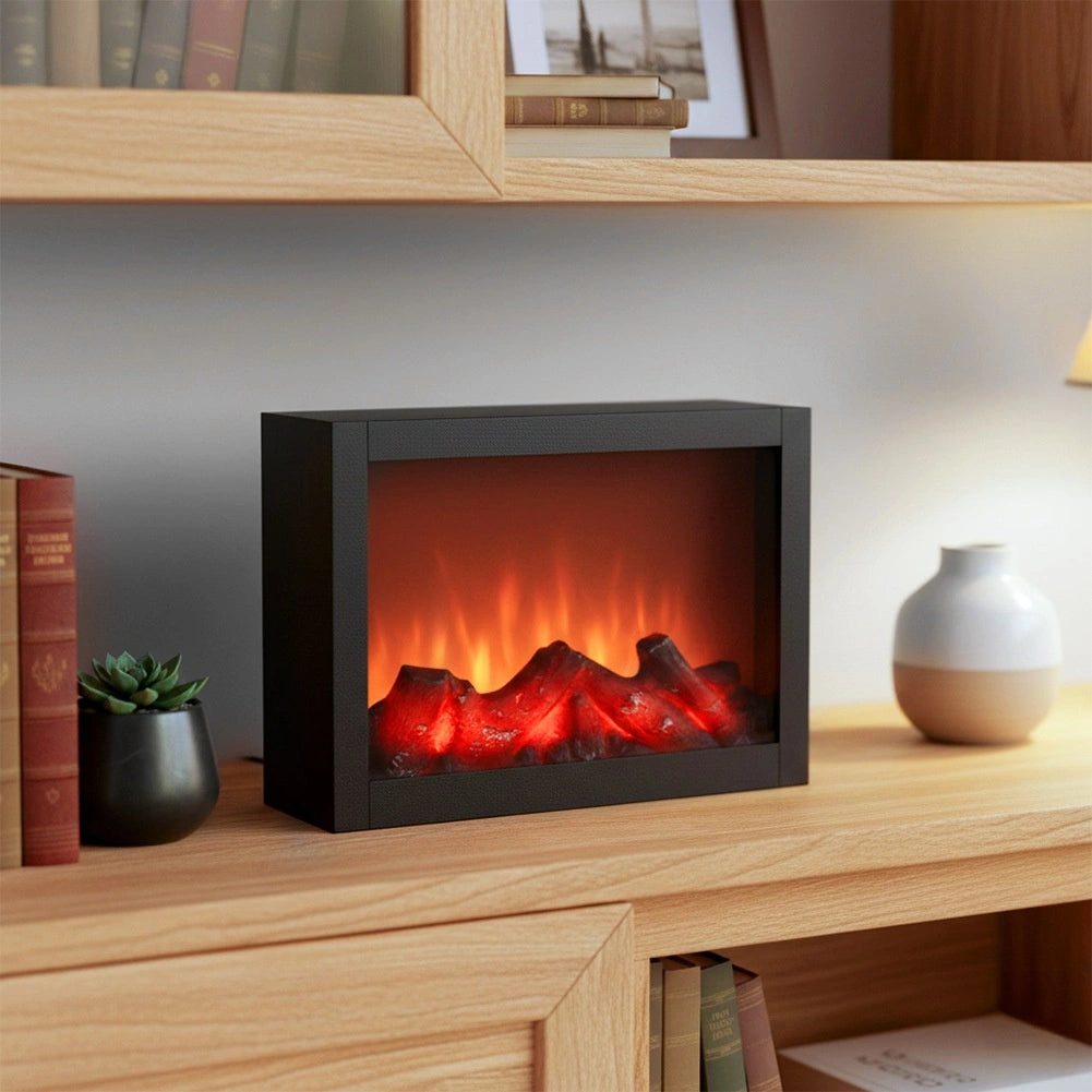 Electric Fireplace with LED Light, Black, 29x23 cm